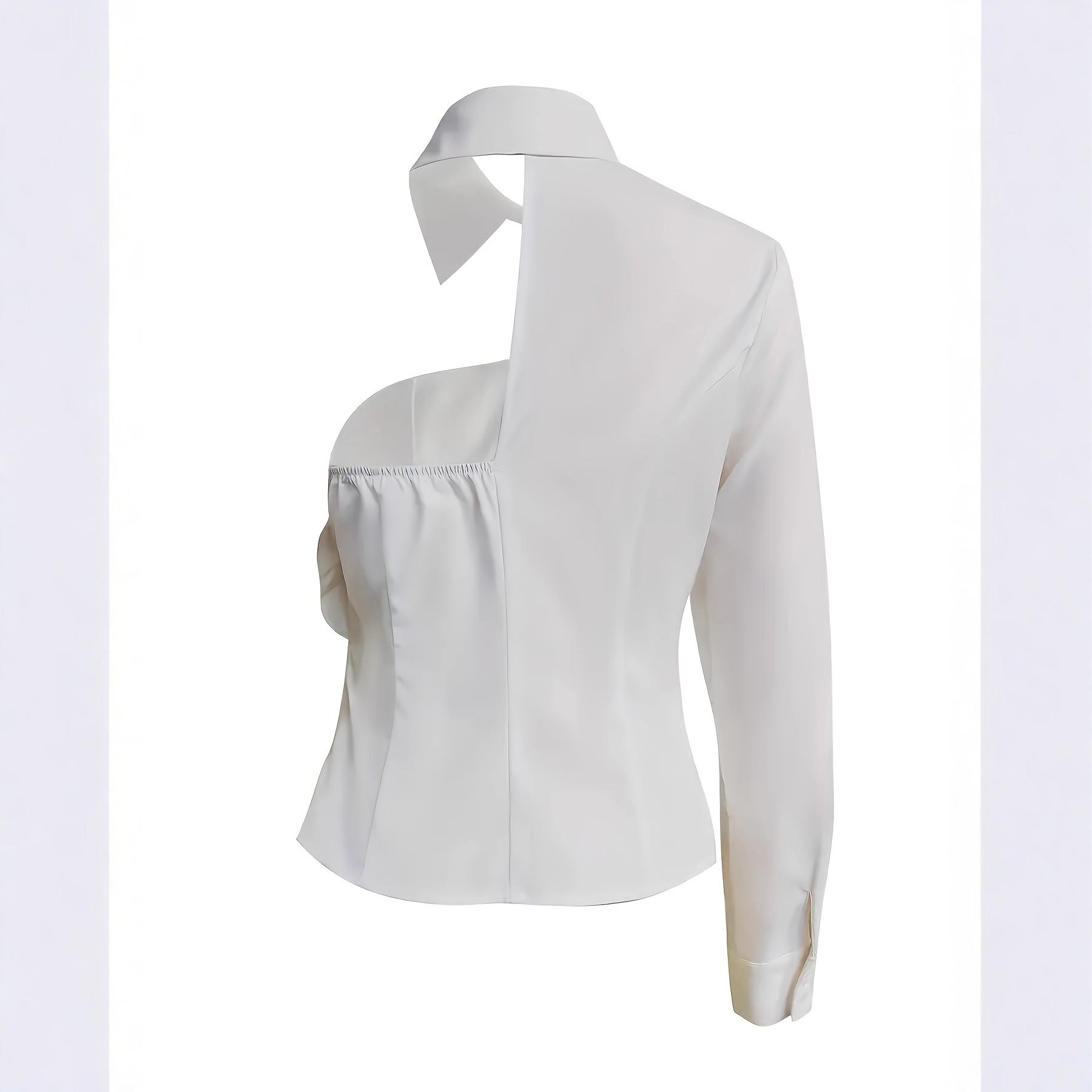White Blouse With A One-shoulder TOP See size chart under “more details” The Fashion Celestial