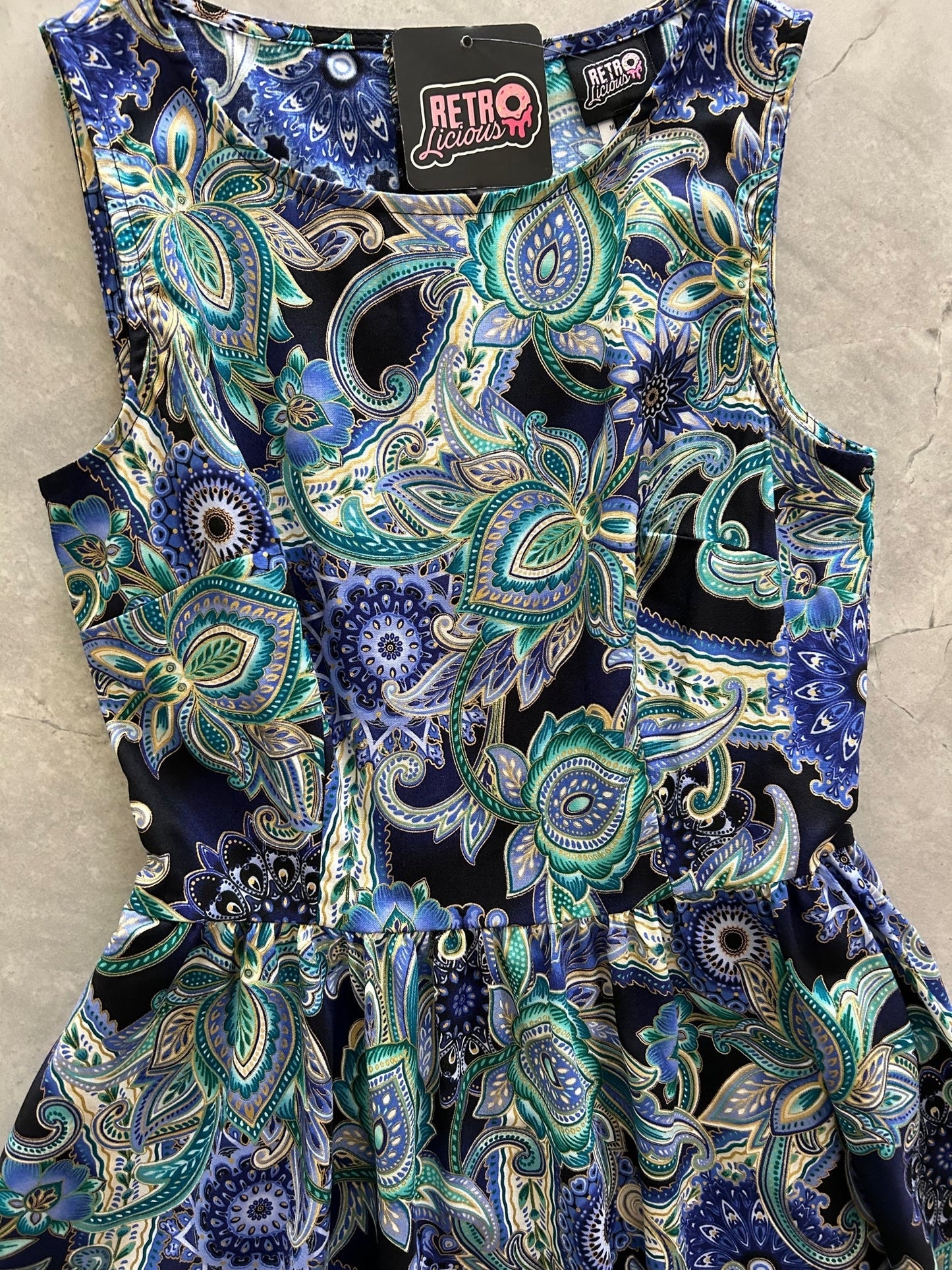 Deco Floral Midi Dress Retrolicious