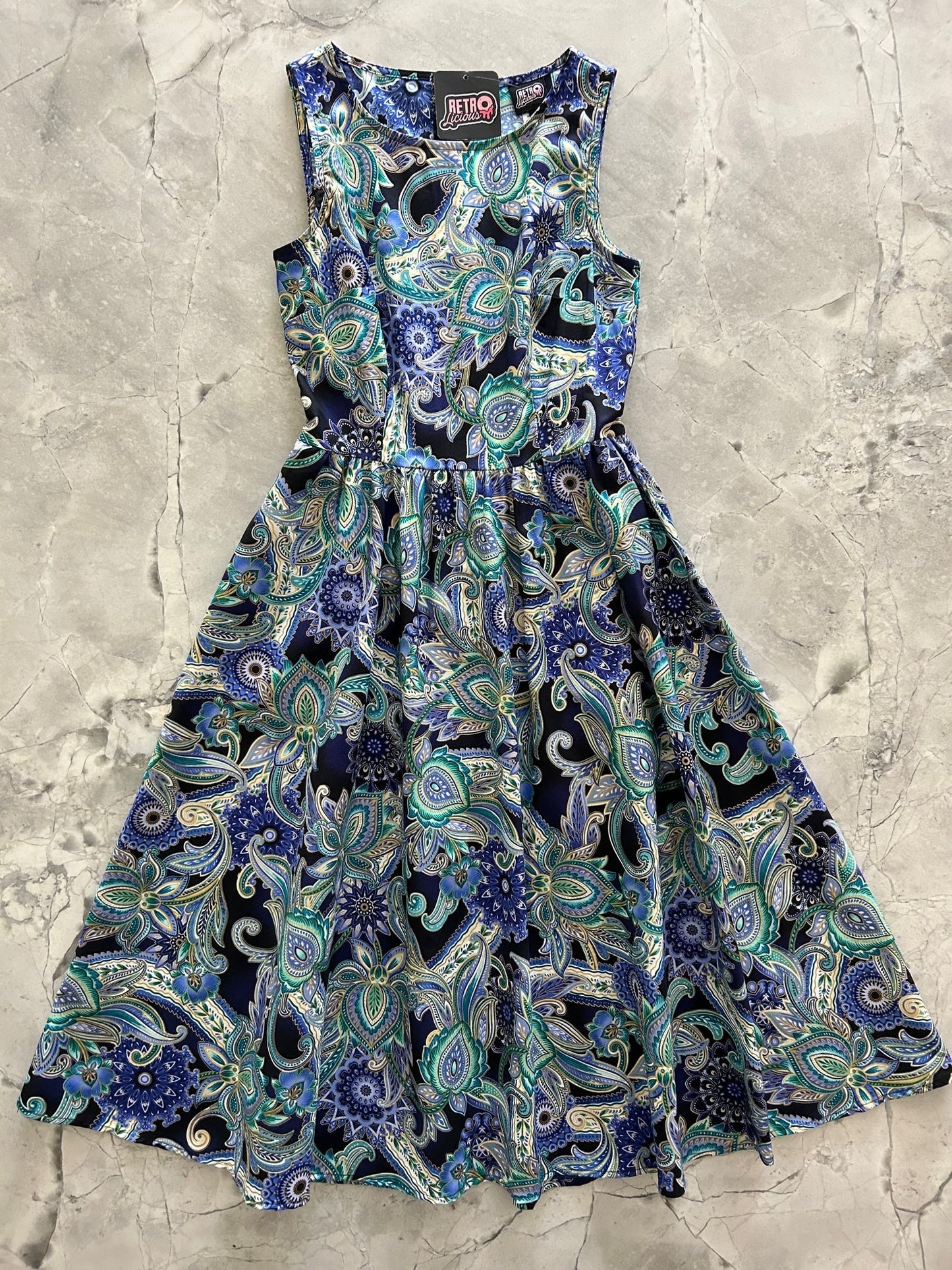 Deco Floral Midi Dress Retrolicious