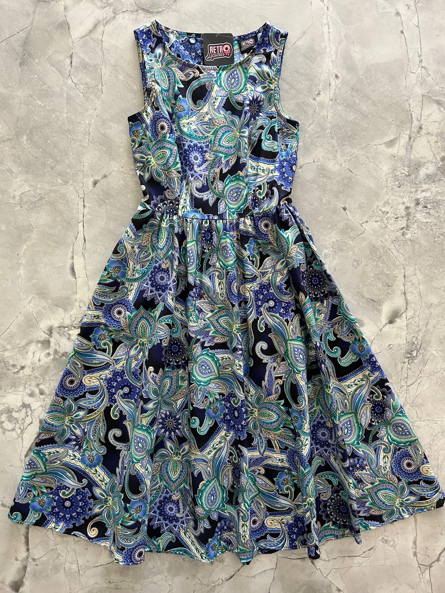 Deco Floral Midi Dress Retrolicious