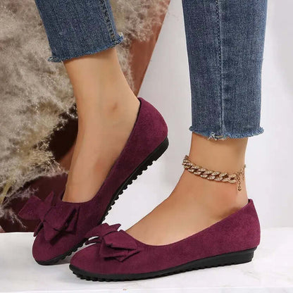 Women's Bow Flat Shoes Plus Size - Suede Casual Gommino SnagBag