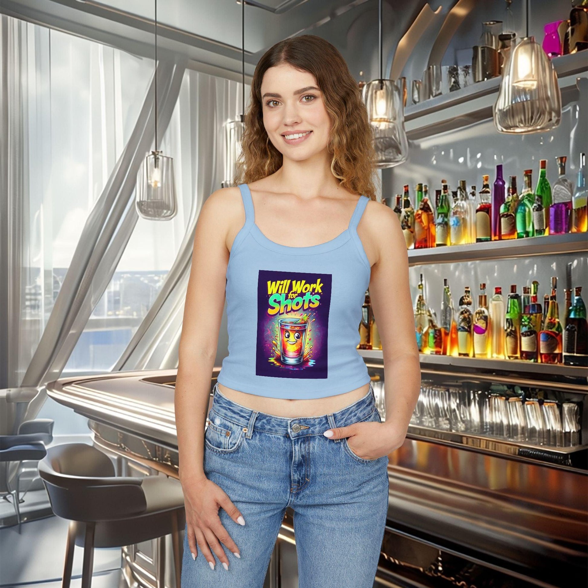 Will Work for Shots Womens Spaghetti Strap Tank Top Country in My Heart