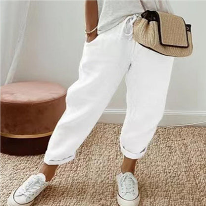Women’s Cotton Linen Casual Pants – Solid Color FitiqueFit