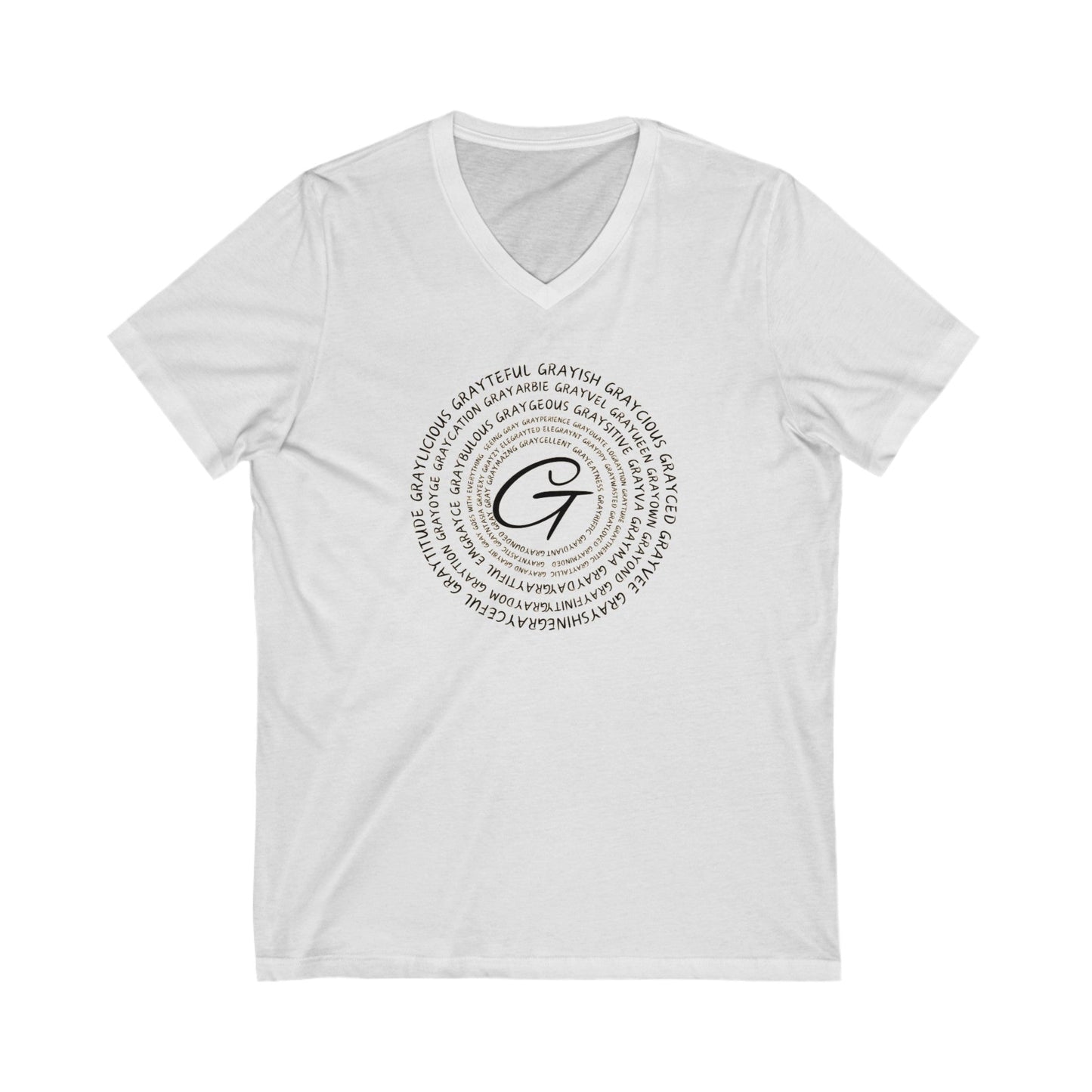 Unisex Jersey Short Sleeve V-Neck Tee Gray word puns Grayceful LLC