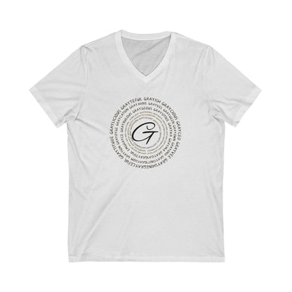 Unisex Jersey Short Sleeve V-Neck Tee Gray word puns Grayceful LLC