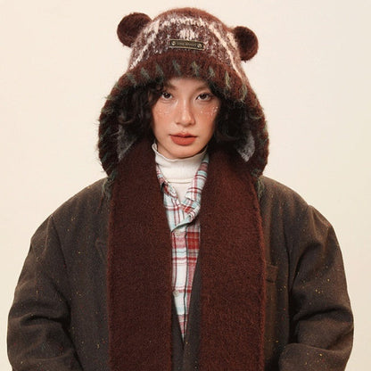 Women’s Cute Bear Ear Knitted Hat – Warm Ear-Covering Winter Beanie FitiqueFit