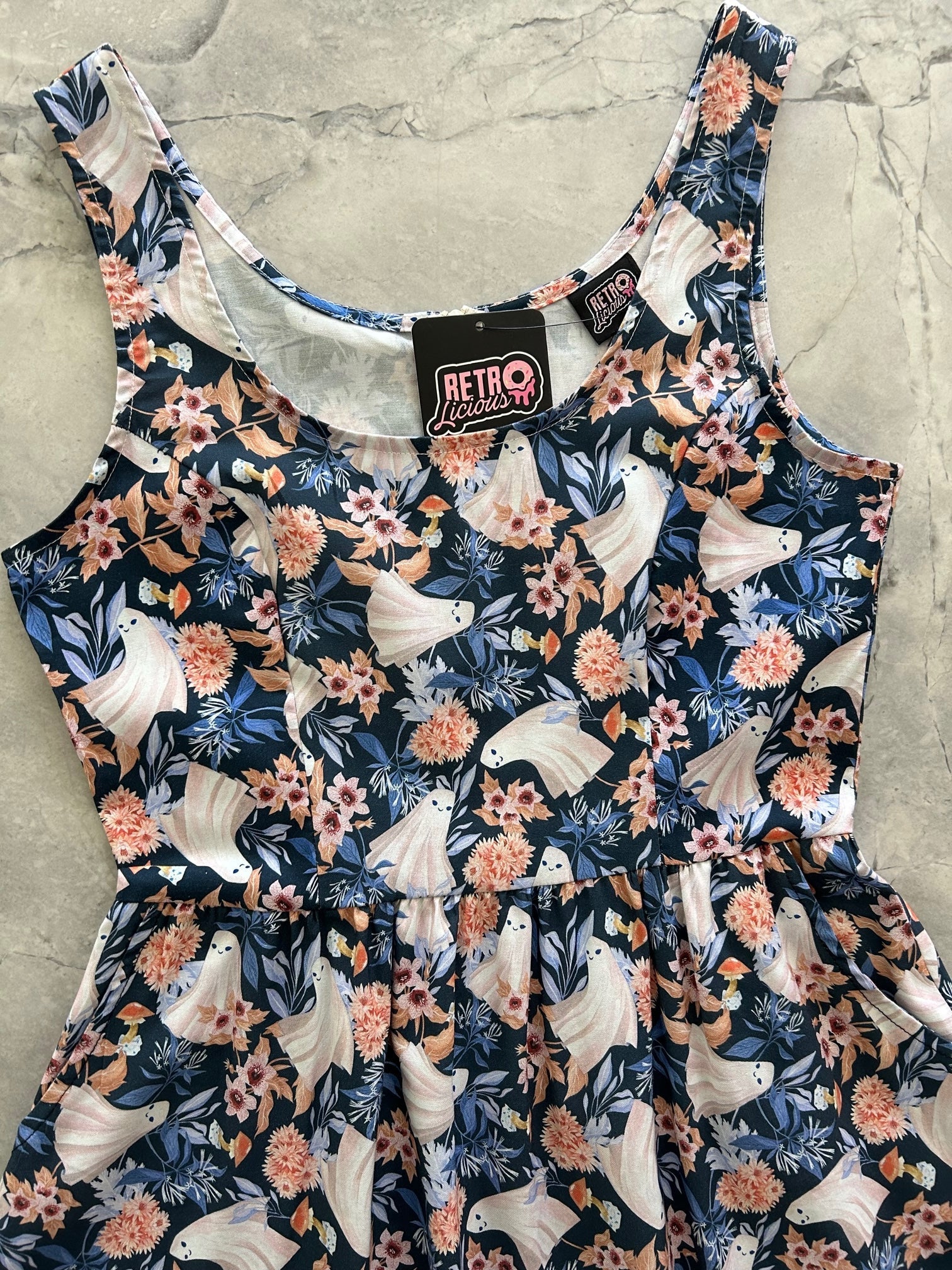 Ghosts Fit & Flare Dress - XS only Retrolicious