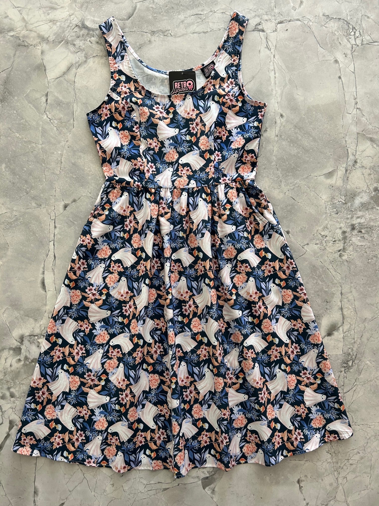 Ghosts Fit & Flare Dress - XS only Retrolicious