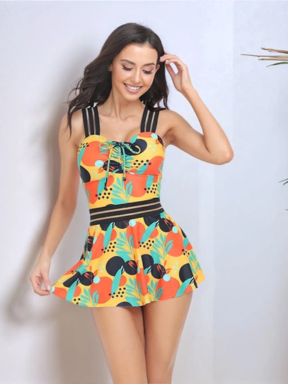 Ruched Printed Sweetheart Neck Two-Piece Swim Set New Era Fashion LLc
