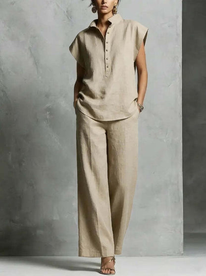 Women's Casual Sleeveless Top & Full-Length Pants Two-Piece Set FitiqueFit