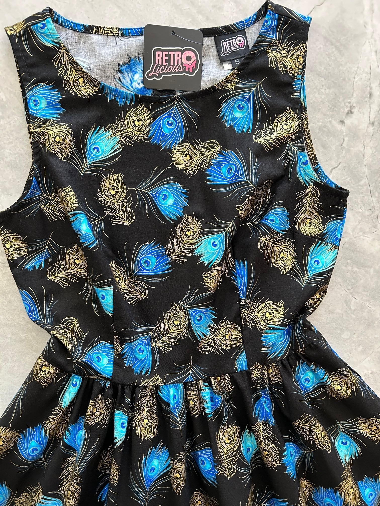 Peacock Feathers Vintage Dress Retrolicious