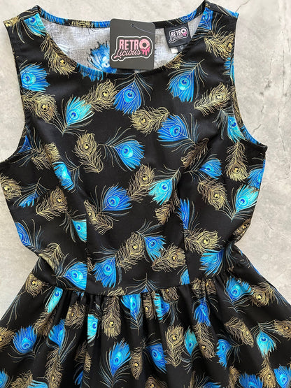 Peacock Feathers Vintage Dress Retrolicious