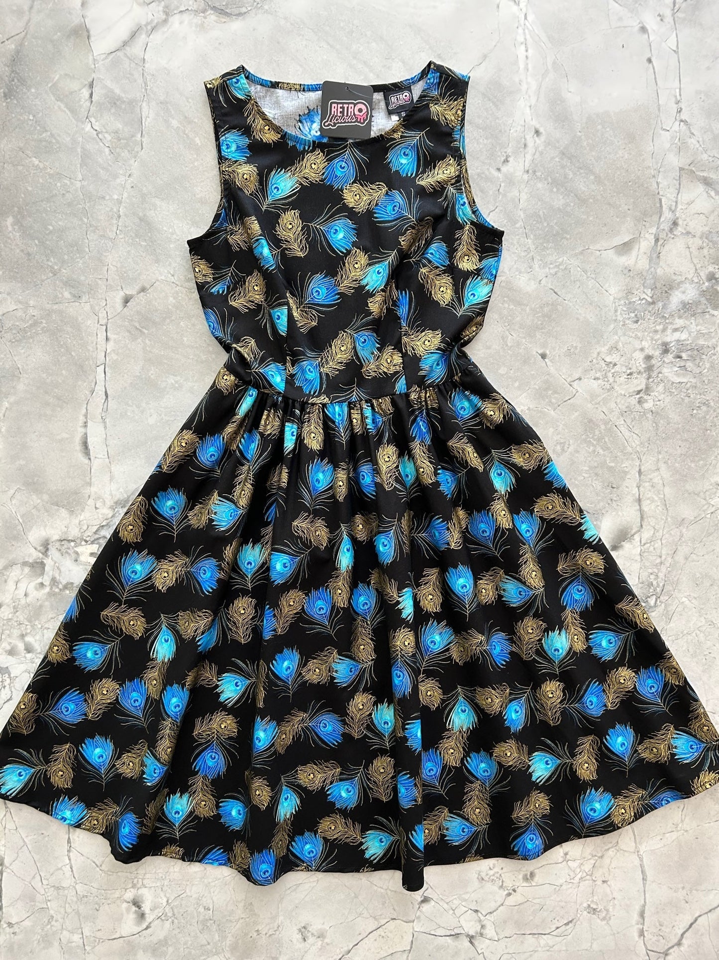 Peacock Feathers Vintage Dress Retrolicious