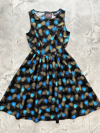 Peacock Feathers Vintage Dress Retrolicious
