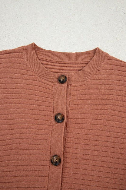 Ribbed Knit Button Front Dolman Sleeve Sweater Car Shop Style & More | Fresh Looks, Everyday Deals & Free Shipping