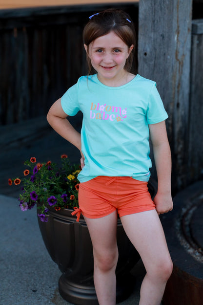 Girls Graphic Tee - Bloom Babe -Teal Always In Bloom Clothing Co