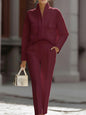 Women's Urban Commuter Pocketed Long-Sleeve Top & Pants Two-Piece Set FitiqueFit