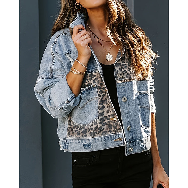Women's Cropped Distressed Denim Jacket FitiqueFit