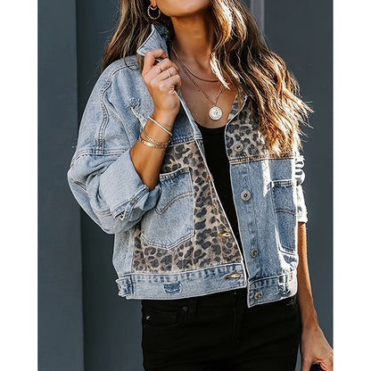 Women's Cropped Distressed Denim Jacket FitiqueFit