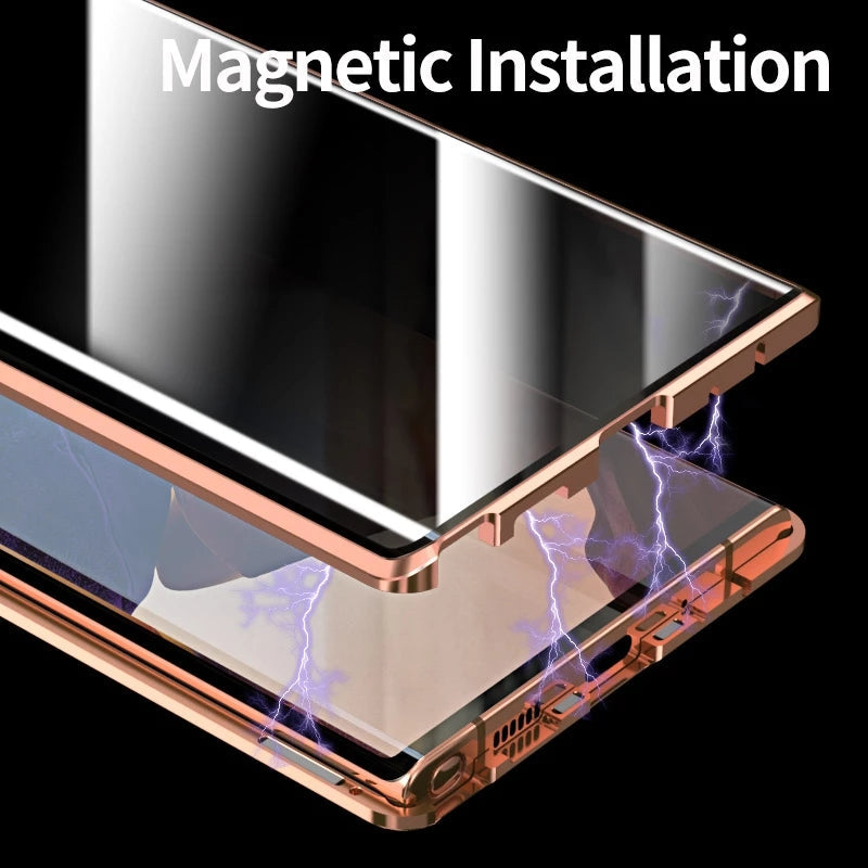 For Samsung Note20U Anti Peeping Privacy Glass Case Protect Phone Case S21Ultra Magnetic S21 Metal Cover