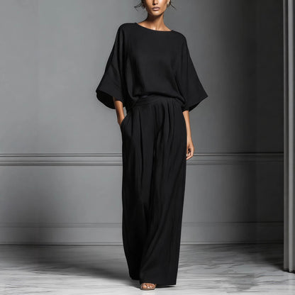 Women’s Flared-Sleeve Linen Suit Two Piece Set FitiqueFit