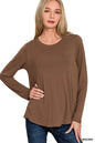 Zenana Flowy Round Hem Rayon Long Sleeve Top West2East Surf