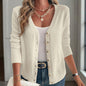 Women's V-Neck Button Front Long Sleeve Knit Cardigan FitiqueFit