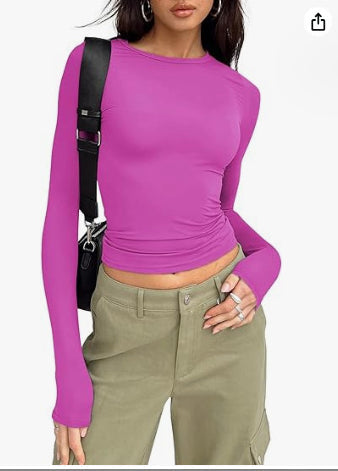 Slim Fit Long Sleeve Shirt | Women's Casual Crop Tops FitiqueFit