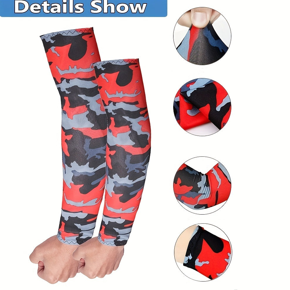 2pcs Arm Sleeves - Warm, Cooling, Sports Sleeve Hand Covers for Running, Fishing, Cycling | Durable Textile Material, Black with Colorful Patterns, Hand Washable, Sports Armwear | Patterned Sleeve | Woven Texture NovaCart