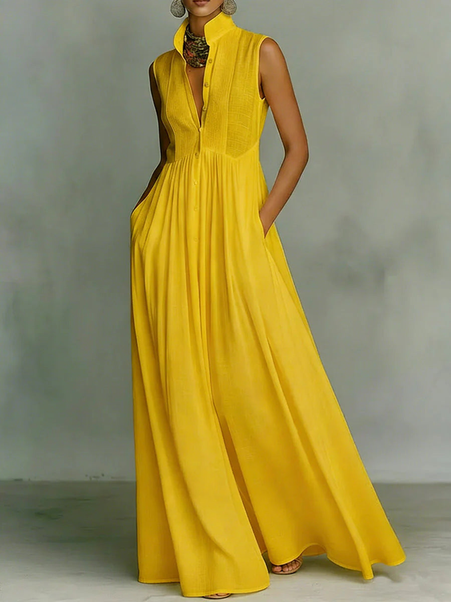 Women's French-Style High-Waist Midi Dress with Ribbon Tie FitiqueFit