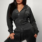 Zip Pocket Drawstring Hooded Crop Top & Slim Fit Pocket Pants FitiqueFit