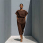 Women's Batwing Sleeve Off-Shoulder Elastic Waist Maxi Dress FitiqueFit