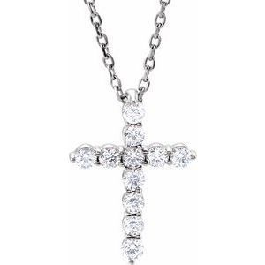 14K White 1/4 CTW Lab-Grown Diamond Cross 16-18" Necklace Ethereal Legacy Boutiques