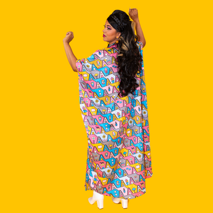 8-Bit A-Frames Pocket Caftan in 2 options Blue Platypus Clothing