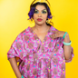 Monkey Business Maxi Caftan in Magenta Madness Blue Platypus Clothing