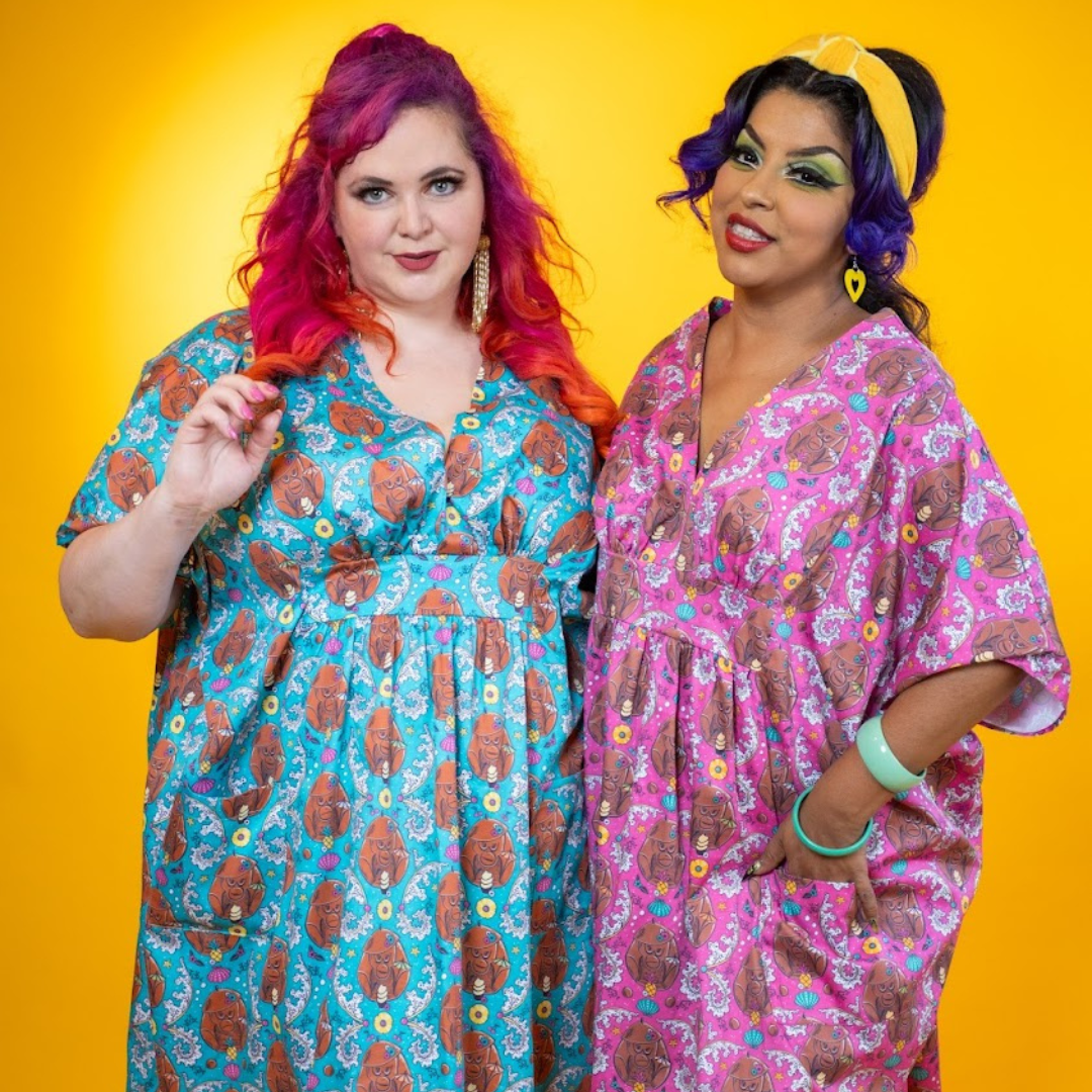 Monkey Business Midi Caftan in Blue Hawaiian Blue Platypus Clothing