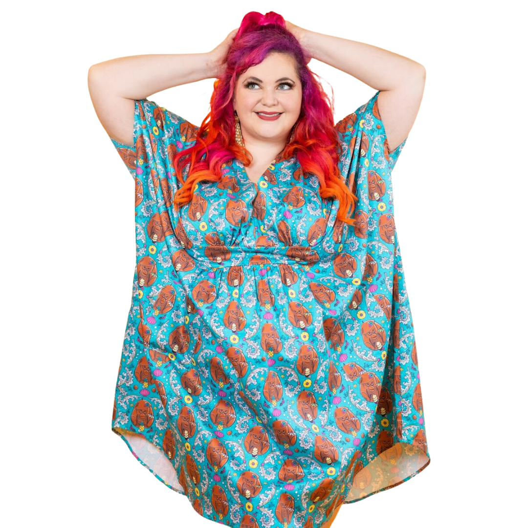 Monkey Business Midi Caftan in Blue Hawaiian Blue Platypus Clothing