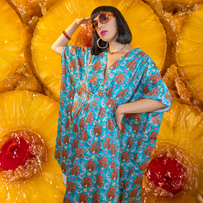 Monkey Business Midi Caftan in Blue Hawaiian Blue Platypus Clothing