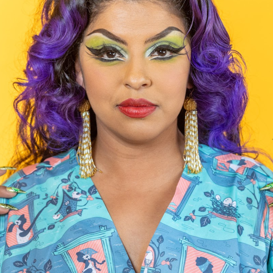 Brownstone Betties Midi Caftan in Peach & Aqua Blue Platypus Clothing