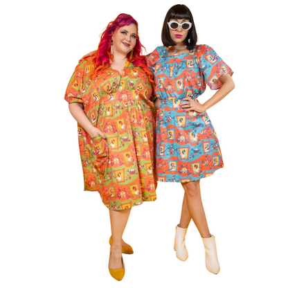 Brownstone Betties Midi Caftan in Pumpkin & Olive Blue Platypus Clothing
