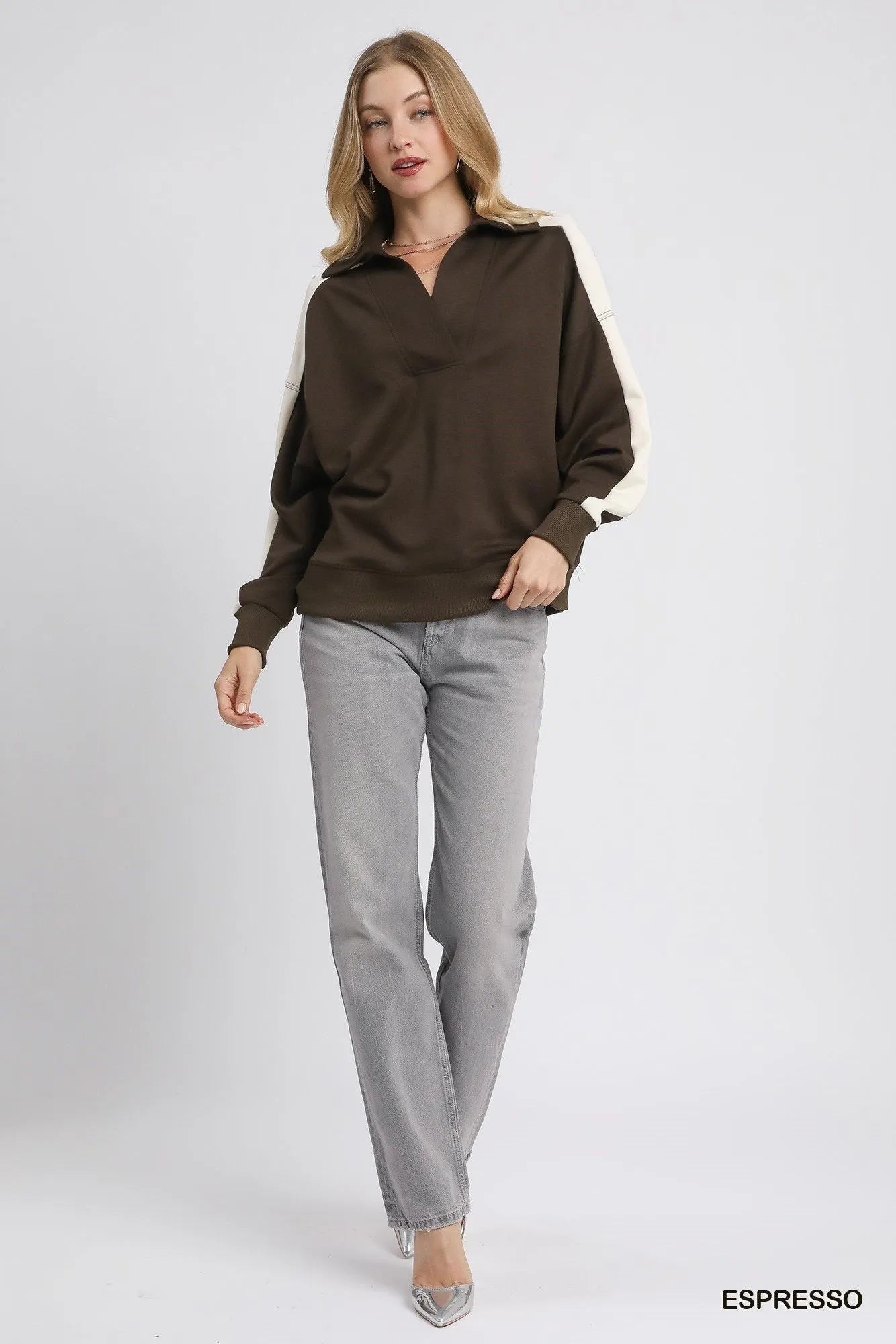 Umgee Color Block Polo Sweatshirt West2East Surf