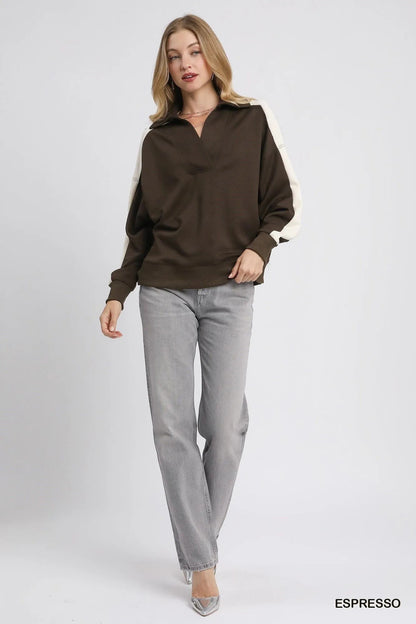 Umgee Color Block Polo Sweatshirt West2East Surf
