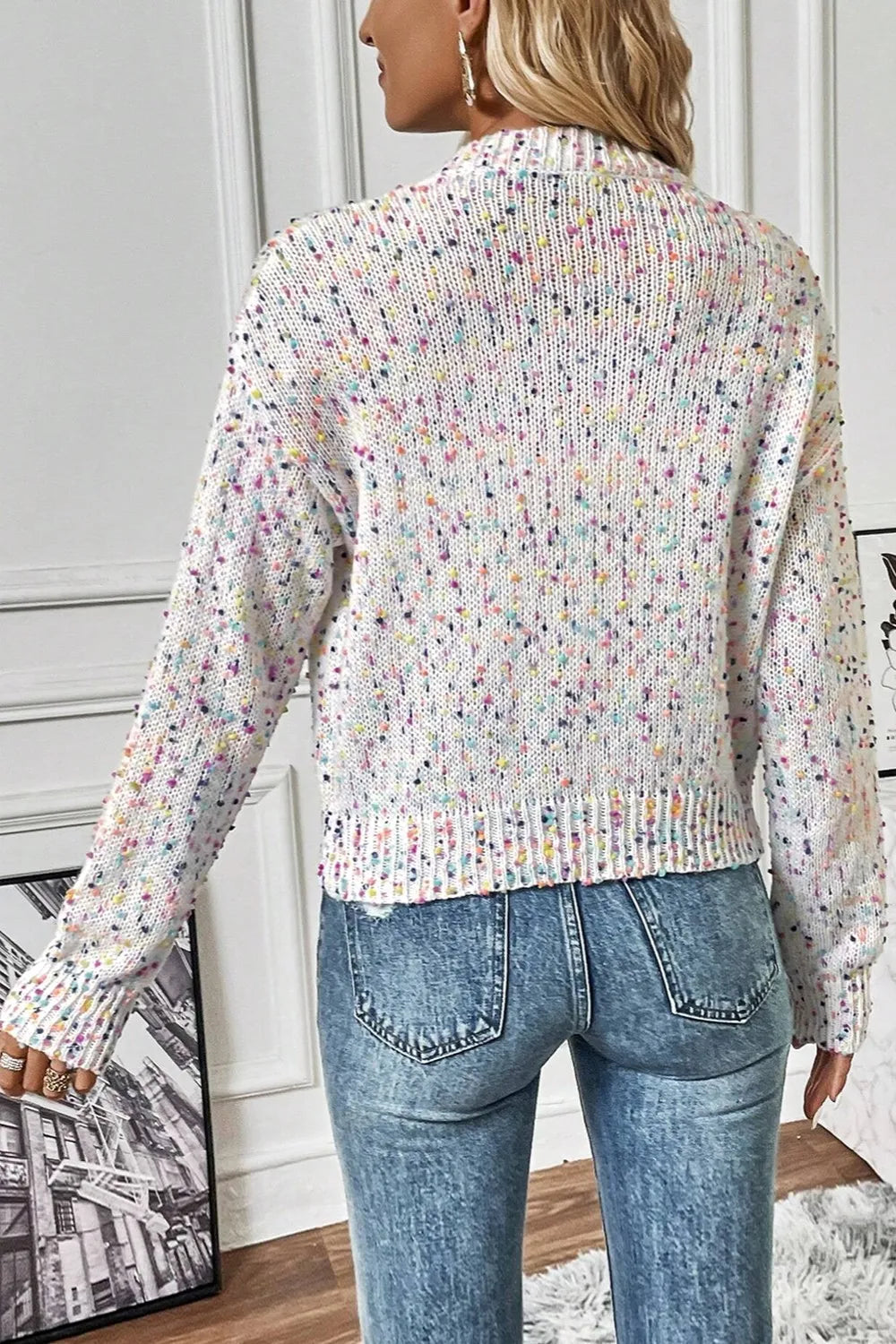 Confetti Button Up Long Sleeve Cardigan New Era Fashion LLc