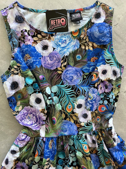 Peacock Floral Vintage Dress Retrolicious
