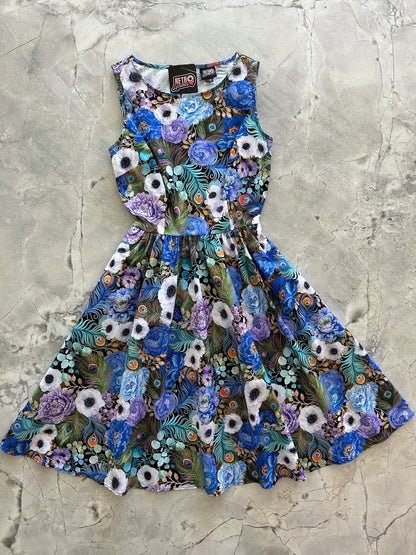 Peacock Floral Vintage Dress Retrolicious