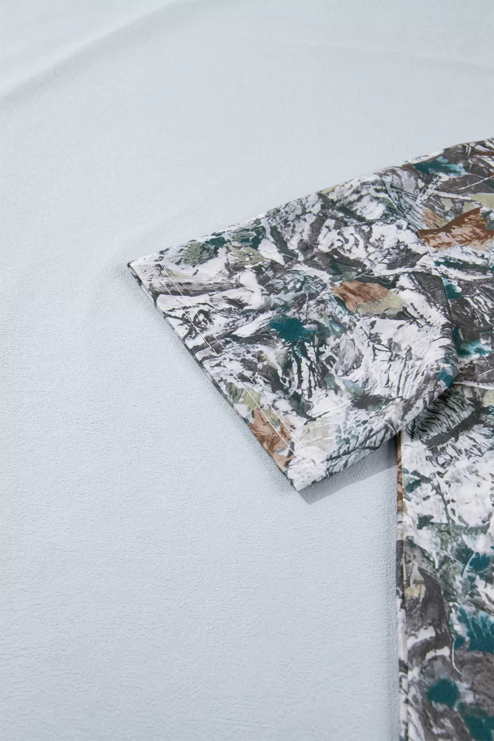 Abstract Woodland Print Tunic Henley T Shirt New Era Fashion LLc