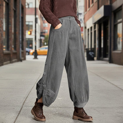 Corduroy Wide-Leg Pants with Lace-Up Detail | Street Style FitiqueFit