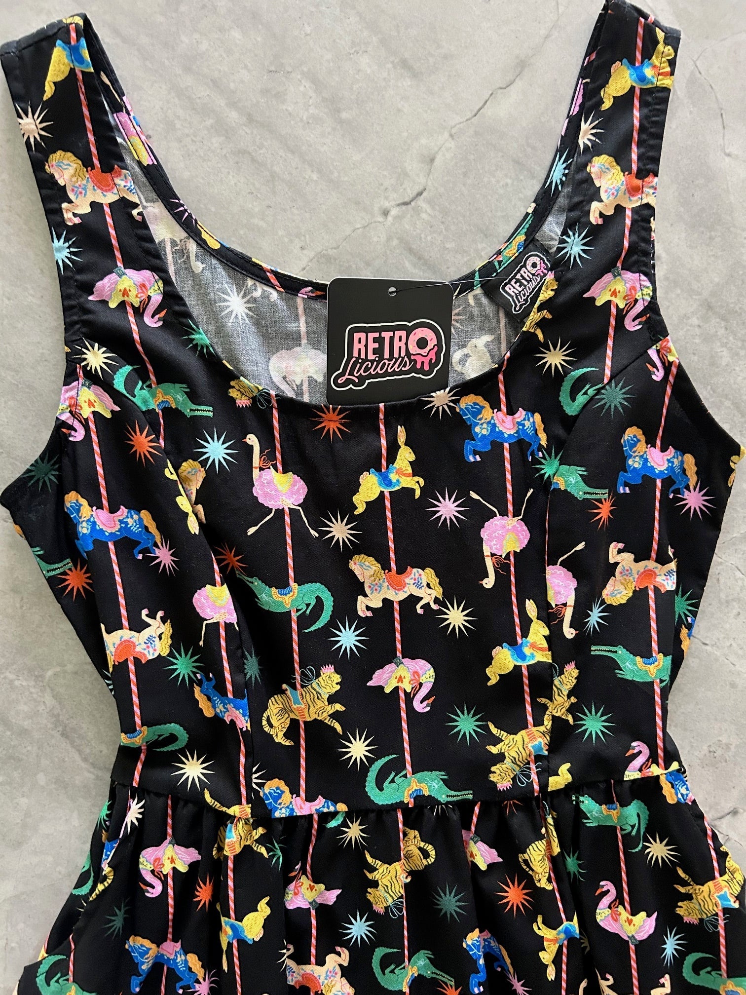 Carousel Shorter Fit & Flare Dress - 3X only, 1 left! Retrolicious