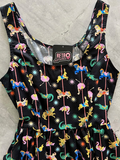 Carousel Shorter Fit & Flare Dress - 3X only, 1 left! Retrolicious