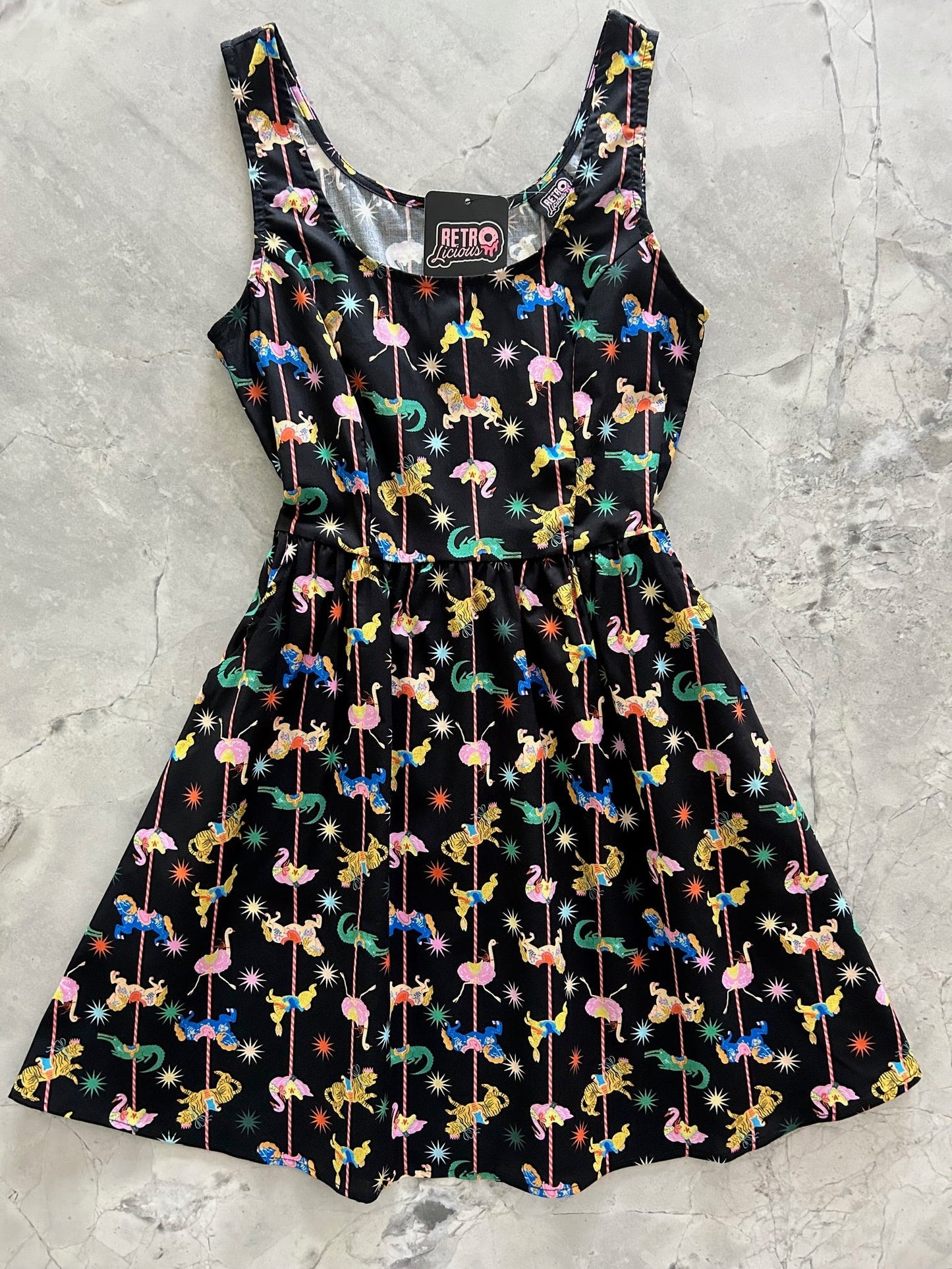 Carousel Shorter Fit & Flare Dress - 3X only, 1 left! Retrolicious
